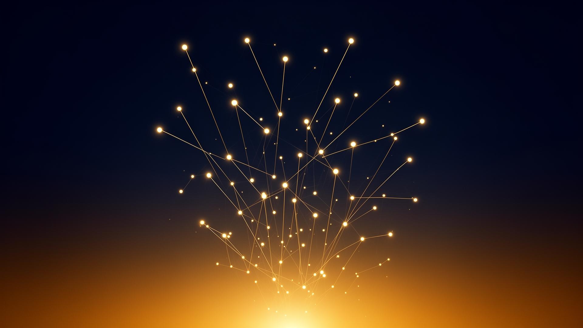 AI Communications — luminous network of connected nodes